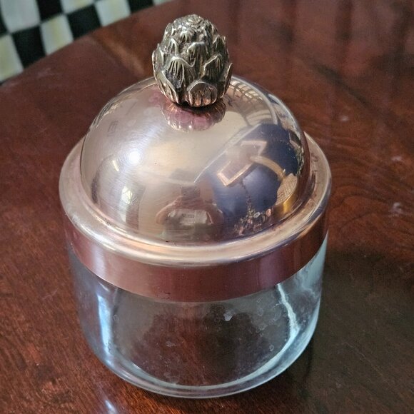 RUFFINO SMALL ARTICHOKE COPPER TOP GLASS KITCHEN COVERED STORAGE CANISTER JAR - Picture 3 of 13